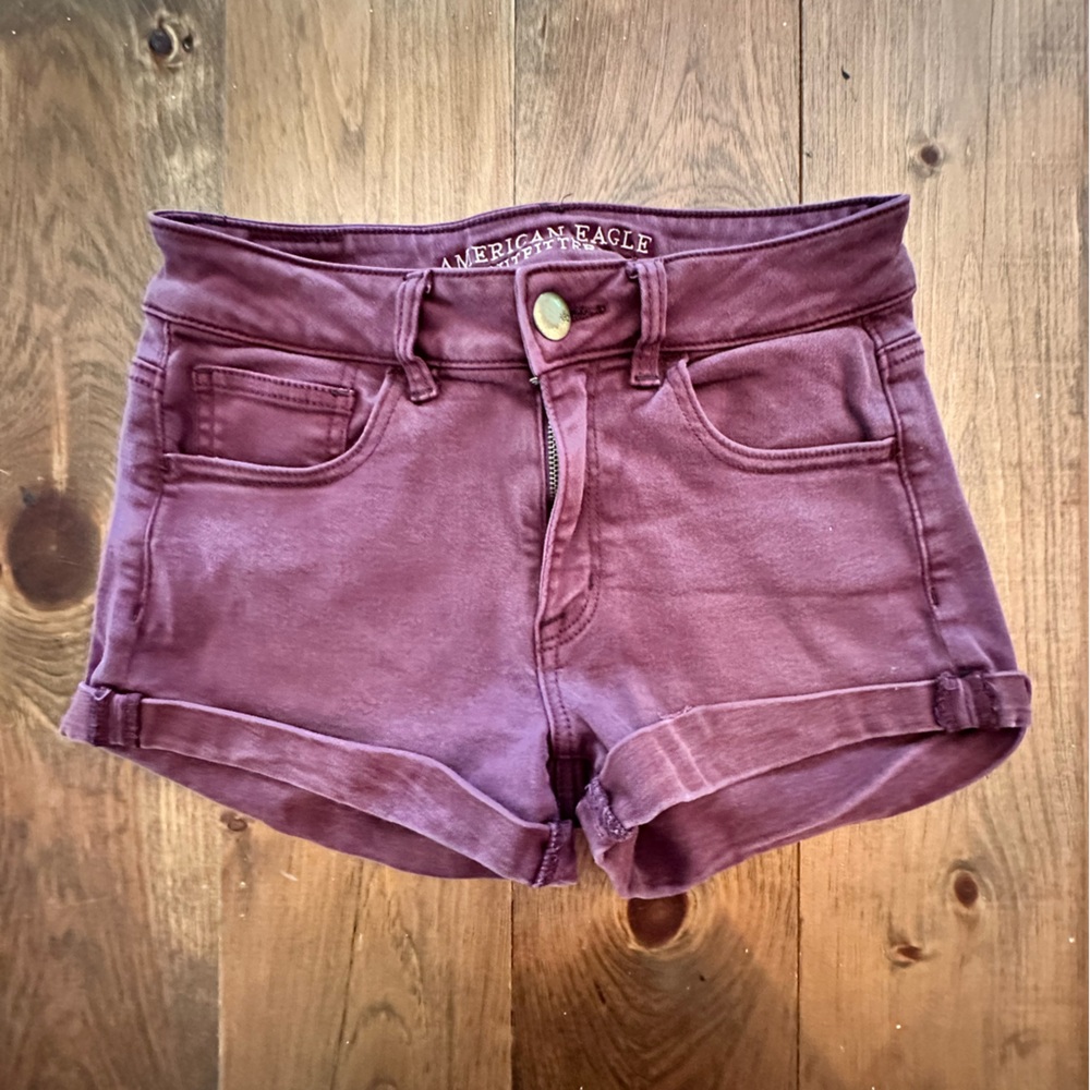 American Eagle Burgundy Jean Shorts